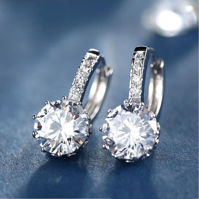 29132 Xuping Low MOQ Fashion rhodium white gold plated gemstone diamond jewelry Crystals women earrings bijouterie