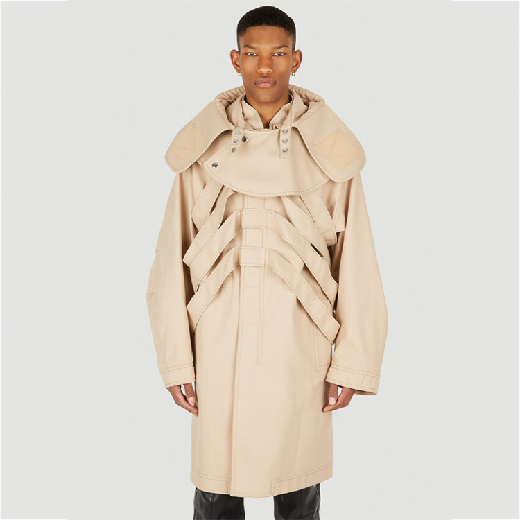 OEM ribcage straps adjustable collar men's modest trench coat custom haute welt pockets windbreak hooded jacket for men